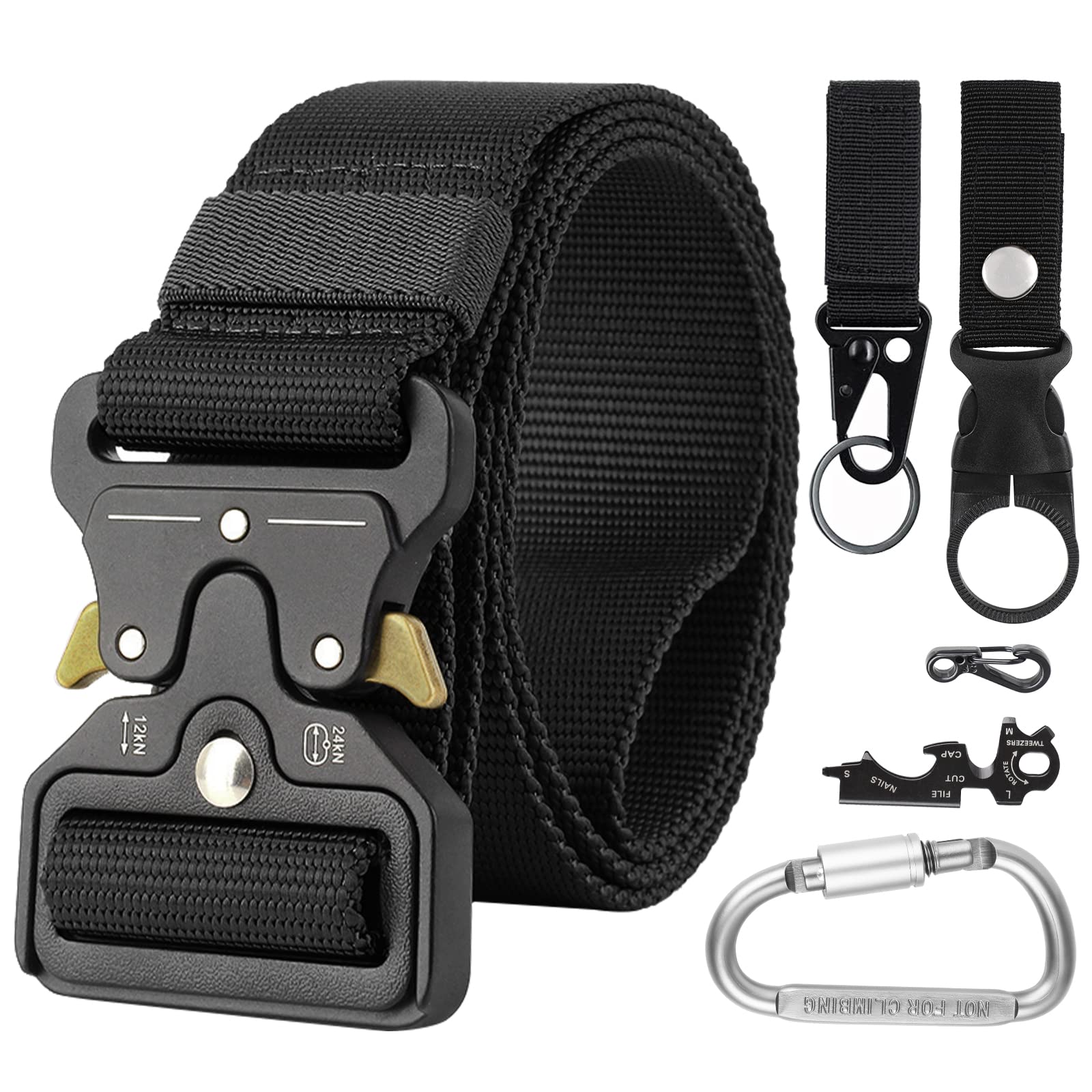 Simpeak Men's Belt Tactical, 1.5" Heavy Duty Belt, Nylon Military Belt with Quick-Release Metal Buckle, 3.8x 125cm Adjustable, Black