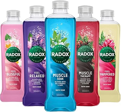 Radox Bath Soak Bubble Bath 10x 500ml Mixed Pack - Muscle Soak, Relax,