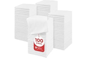 Orighty Microfiber Washcloths Bulk Towels Set 100 Pack, Highly Absorbent and Soft Feel Face Cloths, Multi-Purpose Wash Cloths & Hand Towels for Bathroom, Hotel, Spa, and Gym, 12x12 Inch, White