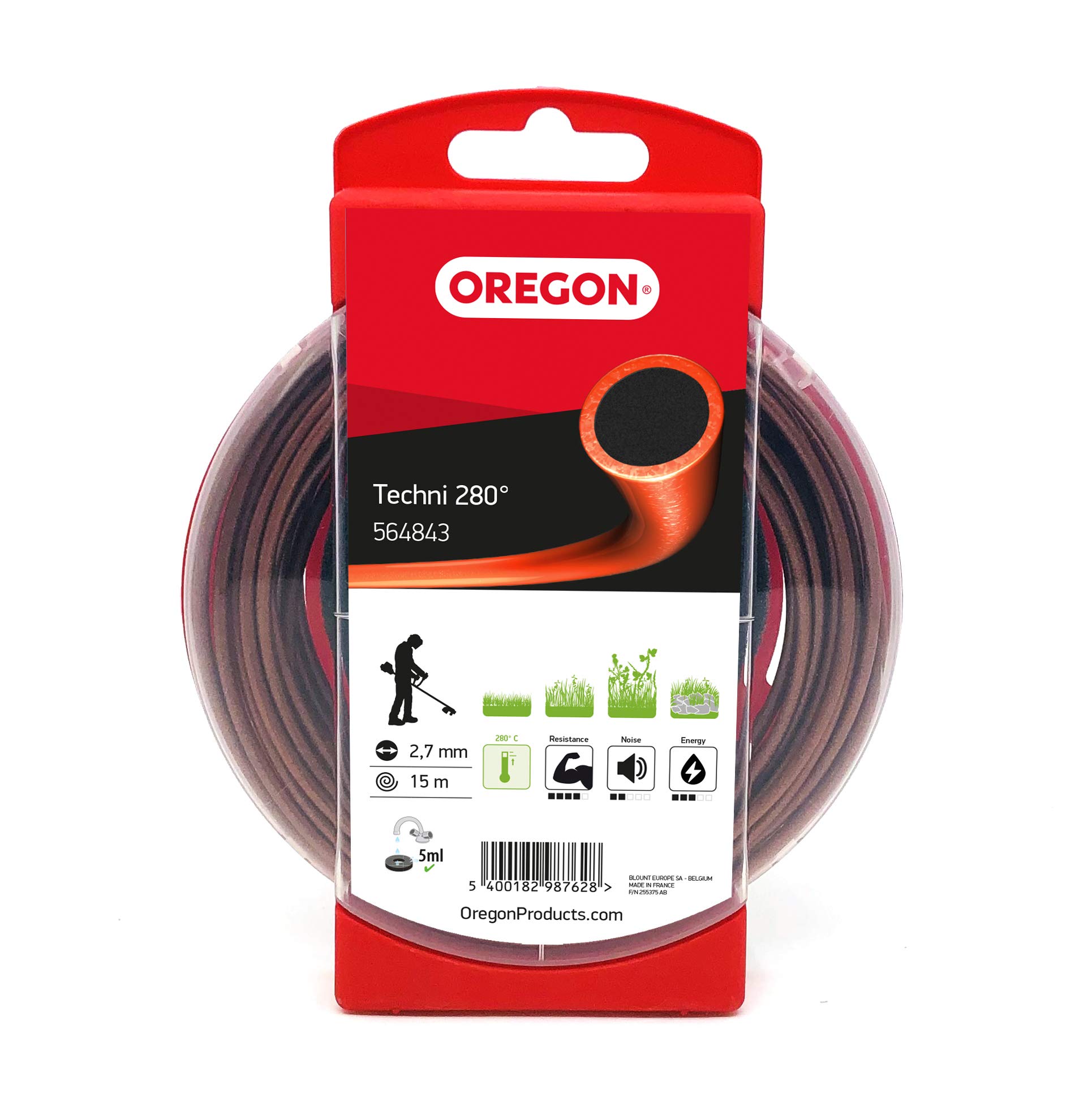 Oregon Heat Resistant 2.7mm Strimmer Line, Tackles Thick Grass, Weeds, Tough Vegetation & Brambles, Professional Heavy Duty Durable Strimmer Wire, Fits Most Standard Models, 2.7 mm x 15m (564843)
