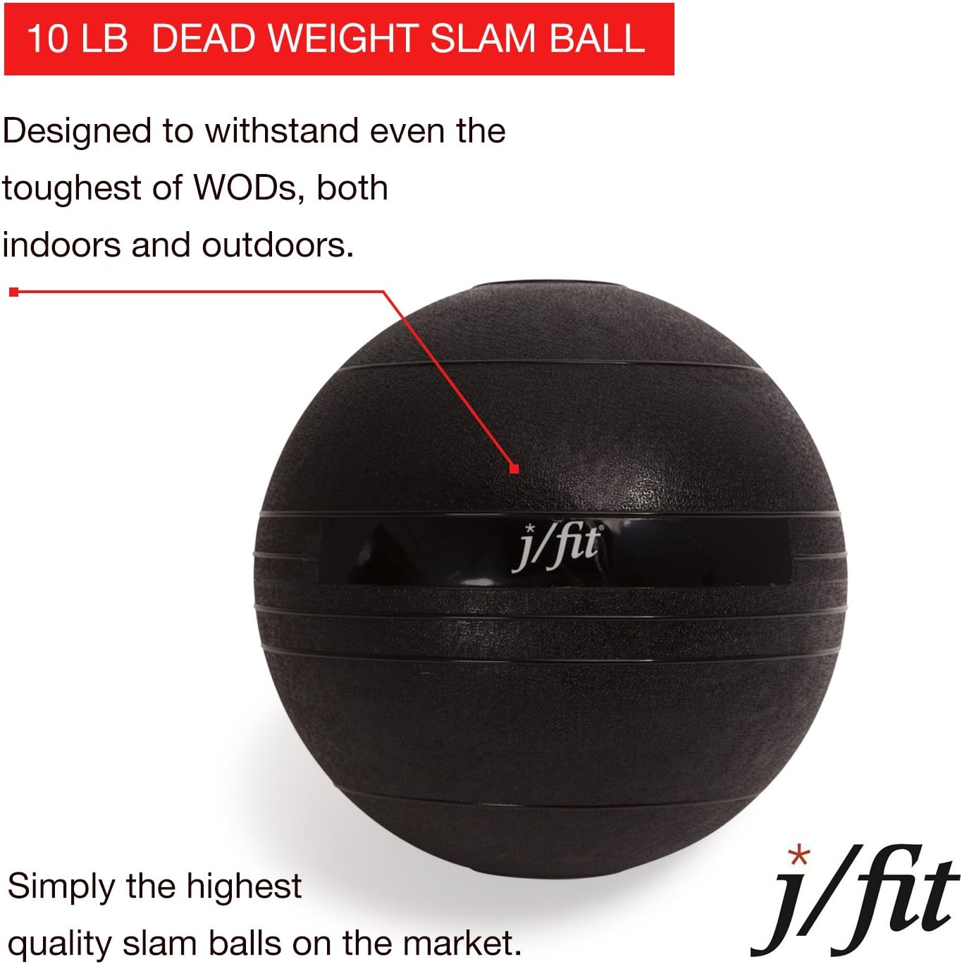 j/fit Dead Weight Slam Ball for Strength & Conditioning WODs, Plyometric and Core Training, and Cardio Workouts - 15 lb : Exercise Balls : Sports & Outdoors