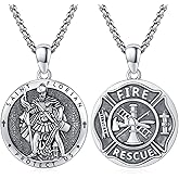XIXLES 925 Sterling Silver Patron Saint Medal Protection Pendant Necklace Religion Jewelry for Men Women With 316L Stainless Steel Chain and Gifts Box