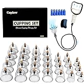 Cupluw Cupping Kit for Massage Therapy - 32 Cups Professional Chinese Cupping Set with Magnetics, Vacuum Cupping Therapy Set for Cellulite Reduction Muscle Pain Relief with Manual Pump