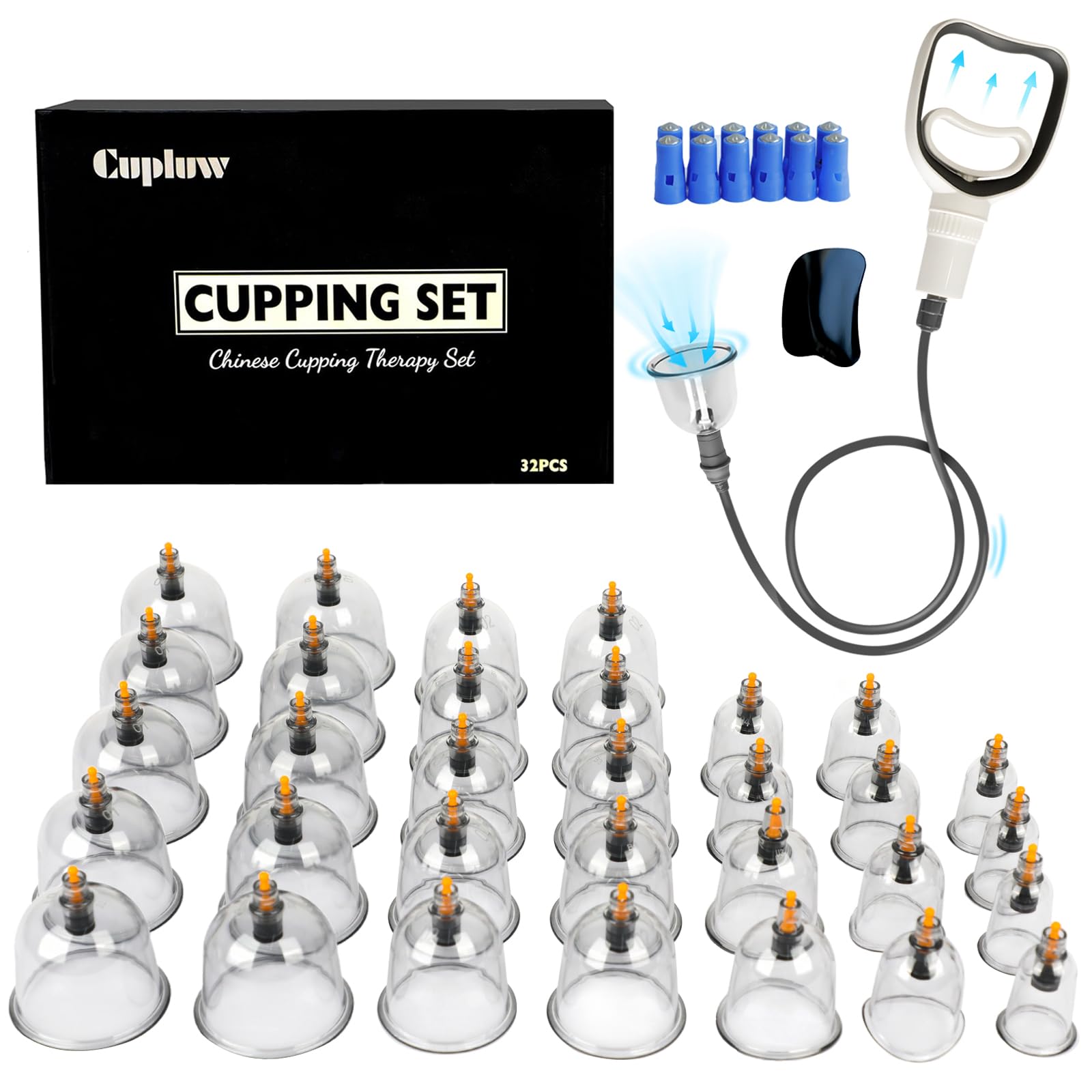 Photo 1 of Cupluw Cupping Kit for Massage Therapy - 32 Cups Professional Chinese Cupping Set with Magnetics, Vacuum Cupping Therapy Set for Cellulite Reduction Muscle Pain Relief with Manual Pump