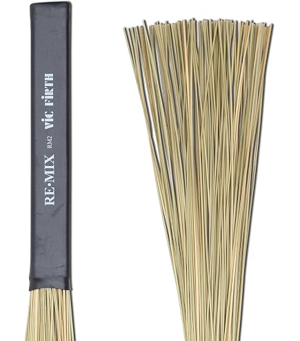 VIC FIRTH RM4 RE·MIX Spazzole Per Batteria - Rattan E Betulla, Manico Piatto 35.9 Cm, Setole Rigide, Design Stackabile