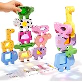 Wooden Animal Stacking Blocks for Toddles,Rainbow Light-up Mosntessori Toy | Mosntessori Balance Toys,Educational Preschooler Sorting Toy with Rainbow Shadow,,Chirstmas Gift For Kids