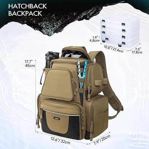 Piscifun Fishing Tackle Backpack with Trays, Large Outdoor