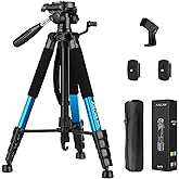 74" Tripod for Camera Cell Phone Video Photography, Heavy Duty Tall Camera Stand, Professional Travel DSLR Tripods Compatible