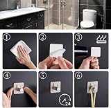 AIKZIK 4 Pack Self Adhesive Hooks 8kg Stainless Steel Bathroom Kitchen view 7