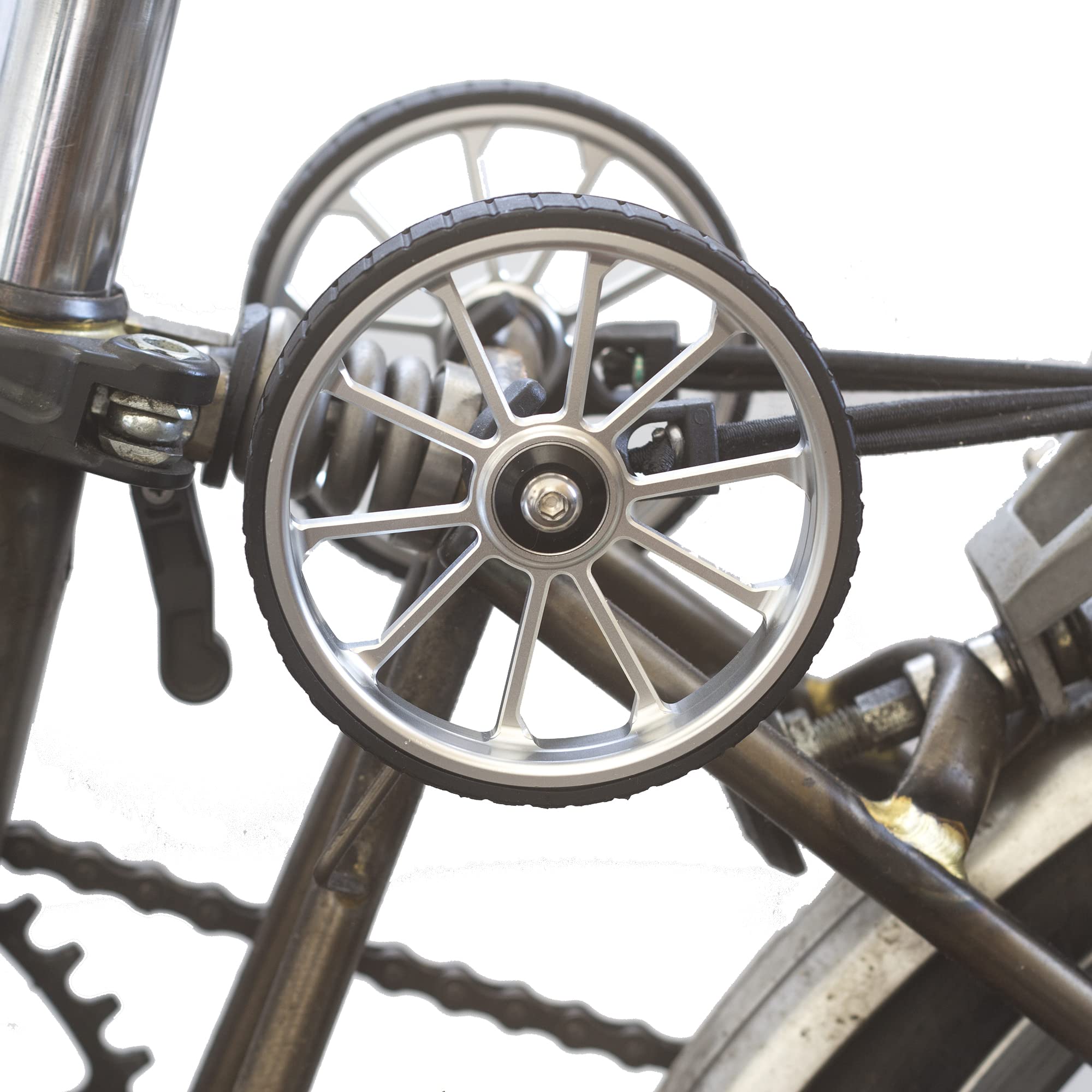 Extra Large 100mm Wide Easy Wheels For BROMPTON folding bike in SILVER