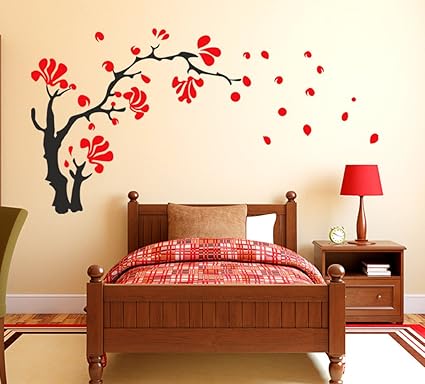 Decals Design Love Tree with Heart-shaped Leaves Wall Sticker (PVC Vinyl, 50 cm x 70 cm x 1 cm),Multicolour