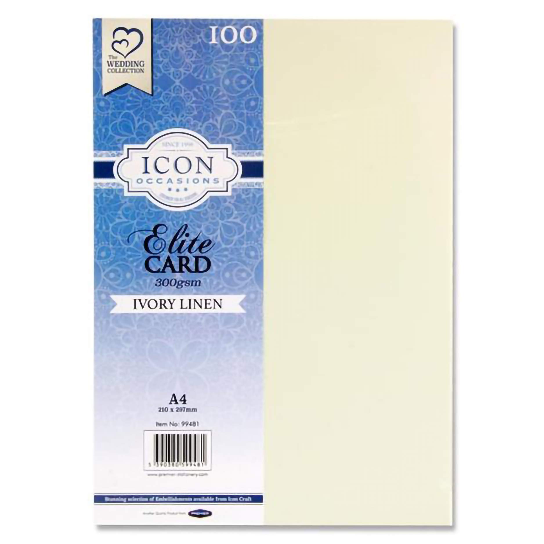 Premier Stationery A4 300gsm Ivory Coloured Linen Card, Activity Card, Ivory Paper a4 for Art & Craft Activities, (Pack of 100 Sheets)