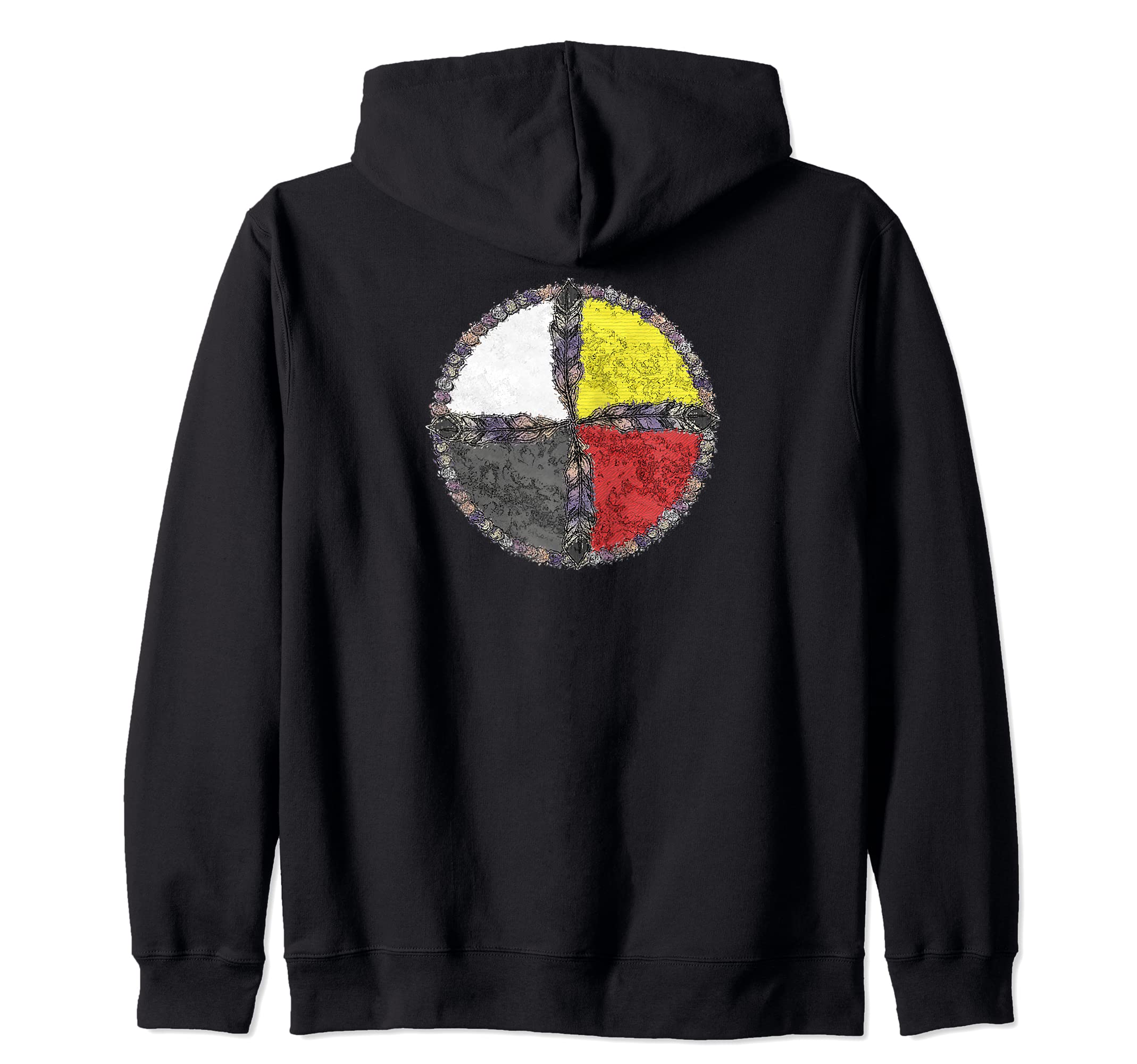 Native Americans - Medicine Wheel Feathers 4 - Fan Fun Zip Hoodie