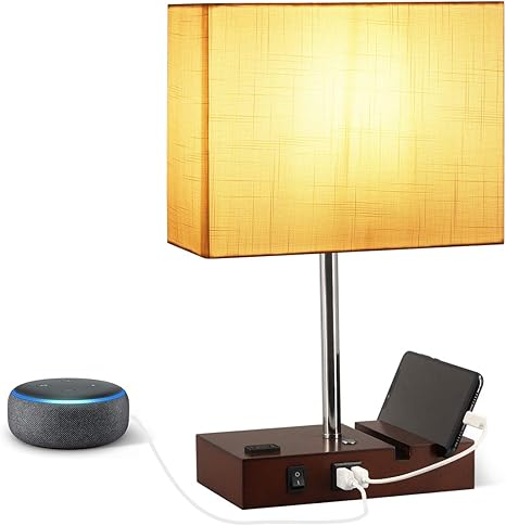Amazon Com Usb Table Lamp 3 Way Dimmable Nightstand Lamp With 2 Useful Usb Ports One Outlet Touch Control Table Lamp Included 2700k 800lm Bulb Bedside Table Lamps For Bedrooms Touch Lamp With