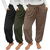 Evervibe 3 Pack Women's Plus Size Joggers, Drawstring Loose Fit Sweatpants Comfy Casual Lounge Pants with Pockets
