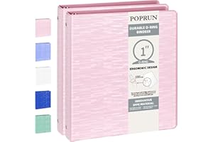 POPRUN 3 Ring Binder 1 Inch, PVC-Free Durable Organizer with 2 Inside Pockets for School & Office, Heavy-Duty Binder Holds 17