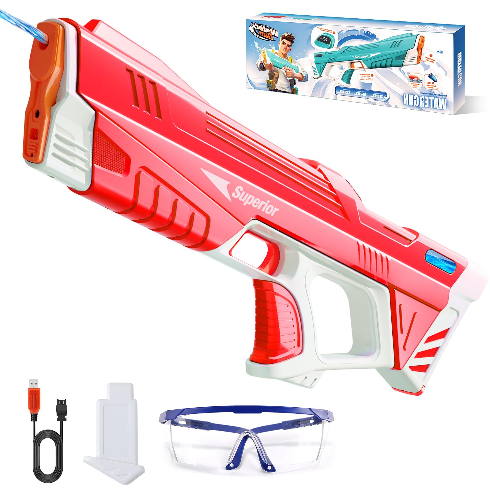 Photo 1 of ***(PARTS ONLY/MISSING PARTS/NON FUNCTIONAL)***Skirfy Electric Water Gun with Display,Auto Suction Water Guns for Adults&Kids,Squirt Guns Battery Powered Automatic Water Blasts,Pool Beach Outdoor Party Toys for Kids Ages 8-12