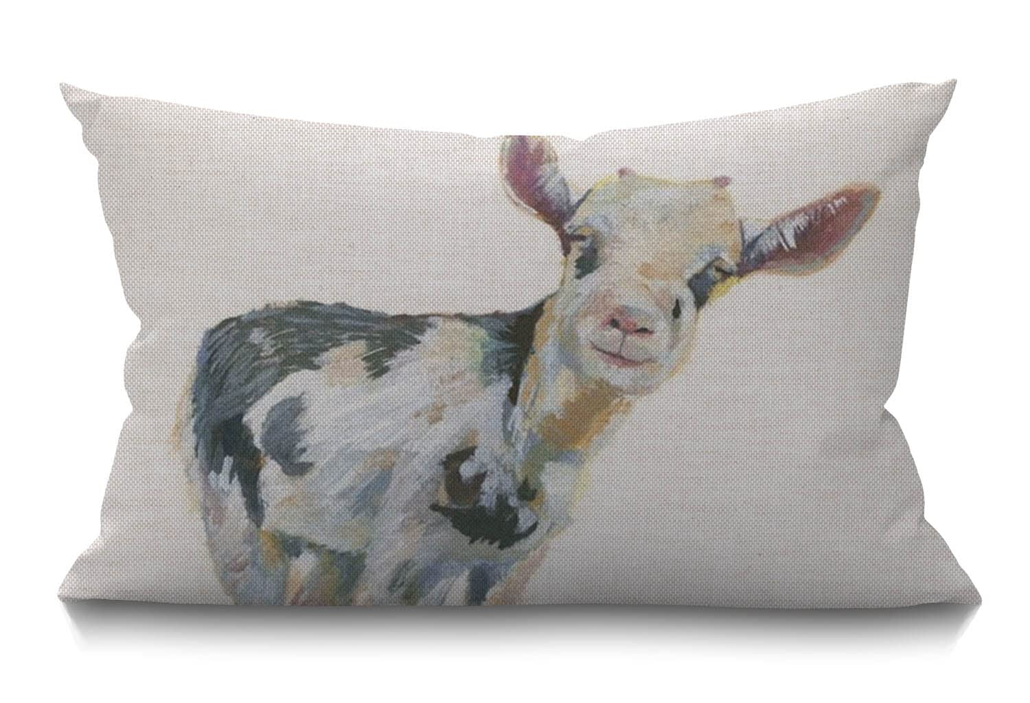 BGBDEIA Cushion Cover,Babys Smiley Cow Watercolor Farm Cute Animal Rectangle Outdoor Cushion Covers 12x20 inch, 30 x 50 cm Cushion Cover with Invisible Zip for Sofa Chair Living Room