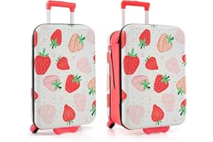 BABY JOY Kids Luggage, 20” Foldable Children Trolley Kids Carry On Luggage with Wheels, Retractable Handle & Airline Approved