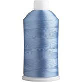 Superpunch SuperB Embroidery Thread 40wt, 5000 m Cone, Carolina Blue 406 | Commercial grade 40wt trilobal polyester, high sheen, low lint, 175 shades, also for quilting