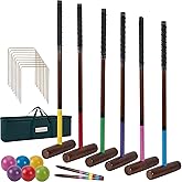 SpexDarxs Six Player Croquet Sets, 35’’ Croquette Set with Premium Wooden Mallets/Colored Balls/Wickets/Stakes/Carrying Bag, Lawn Backyard Outdoor Game for Teenager Adult Family