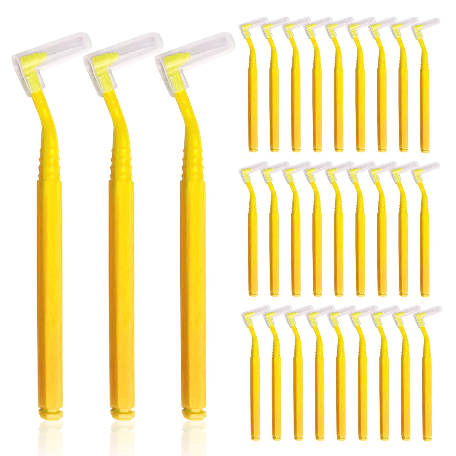 SKHAOVS 30 Pieces L Shaped Interdental Brushes,Floss Sticks Dental with Non-Slip Handle, Oral Dental Hygiene Floss Brush Flossing,Dental Brushes for Between Teeth and Gums Tooth Cleaning Tool (30 PCS)