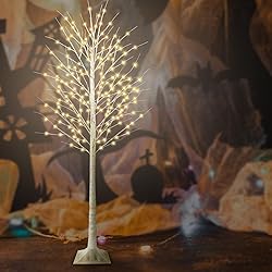 8FT Lighted Birch Tree with 210 LED Warm White and