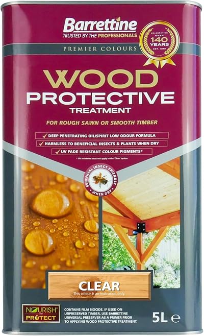 Barrettine Wood Protector Treatment Clear 5L Outdoor Timber Sealer