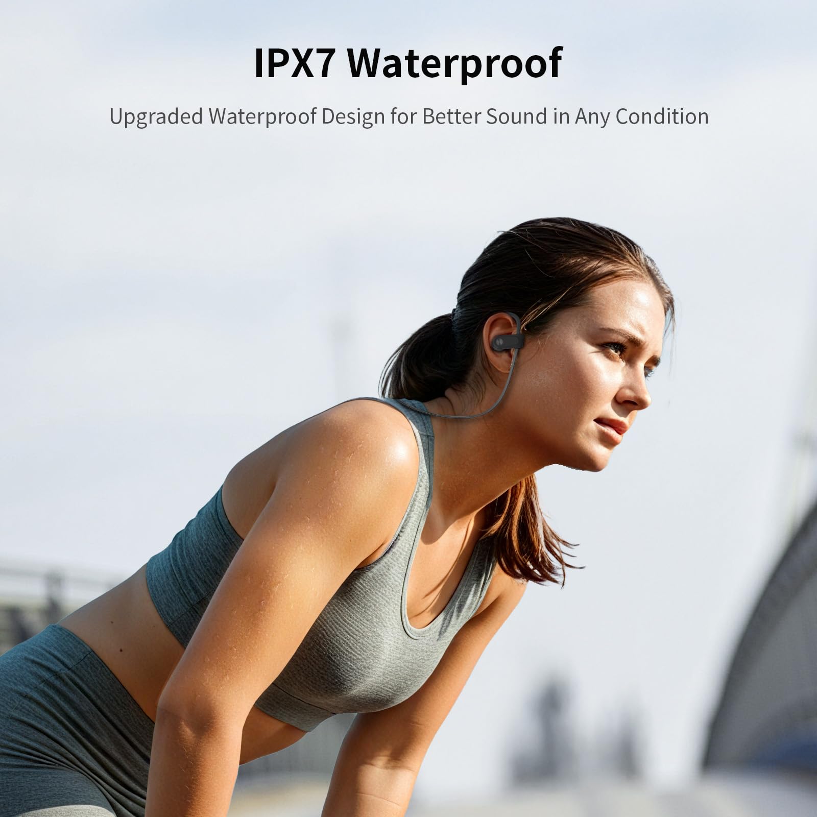 Bluetooth Headphones Wireless Earbuds with Spatial Audio Bluetooth 5.4 IPX7 Waterproof Headphones with Digital Display Deep Bass Stereo Sound Isolation Running Earphones for Sports, Gym, Workout