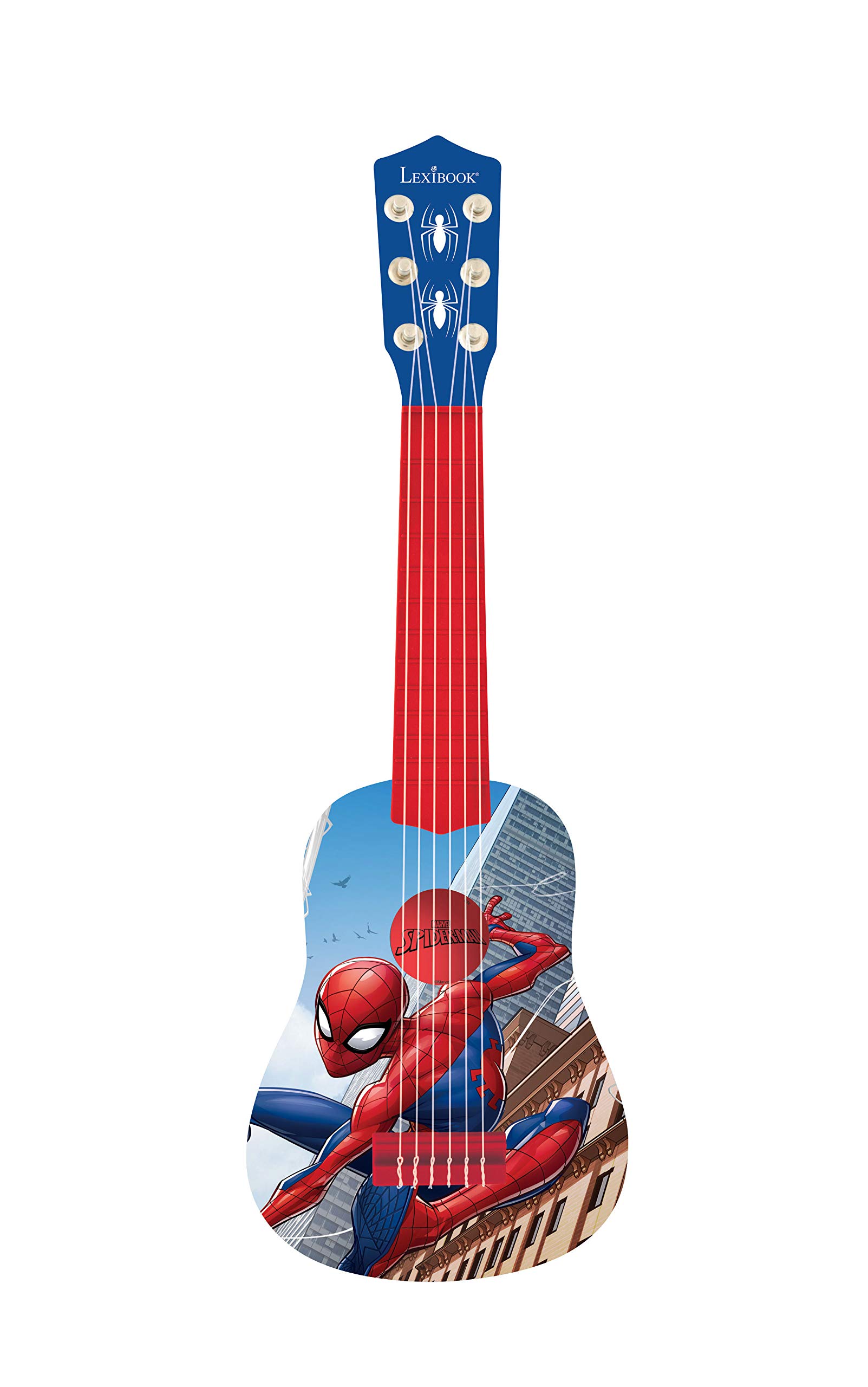 Lexibook, Spider-Man, My First Guitar for children, 6 nylon strings, 21" long, guide included, blue/red, K200SP