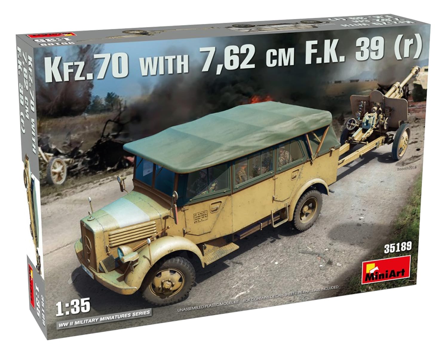 Miniart 1: 35 - Kfz.70 Truck with 7, 62 cm F.K. 39 (R)