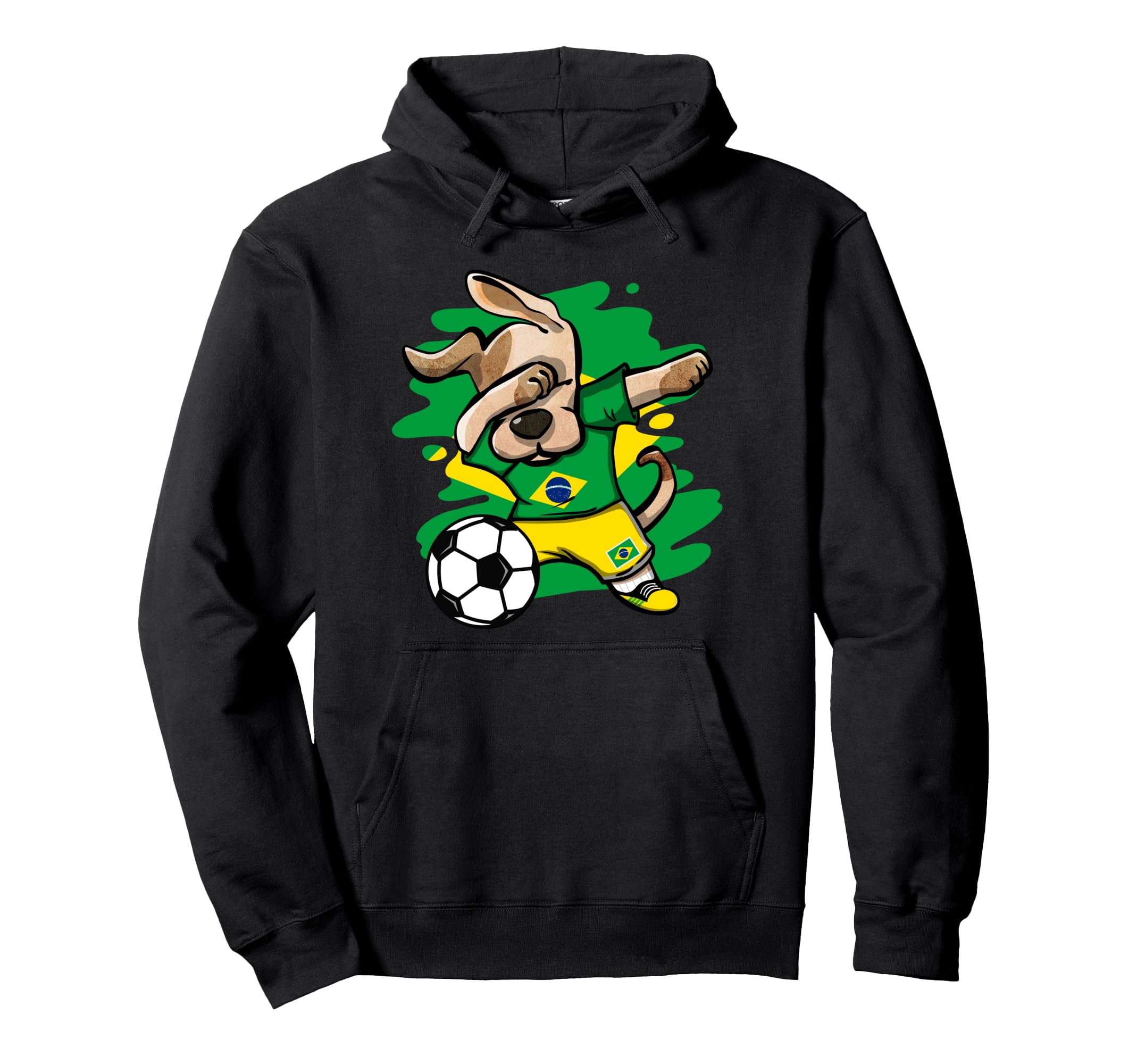 Dabbing Dog Brazil Soccer Fans Jersey Brazilian Football Pullover Hoodie