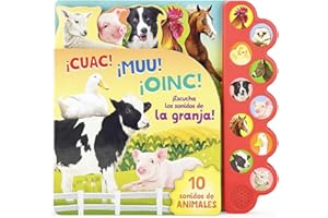 Libro infantil con 10 Sonidos de animales de la Granja / ¡Cuac Muu Oinc! con botones interactivos: ¡Escucha Los Sonidos de la Granja!