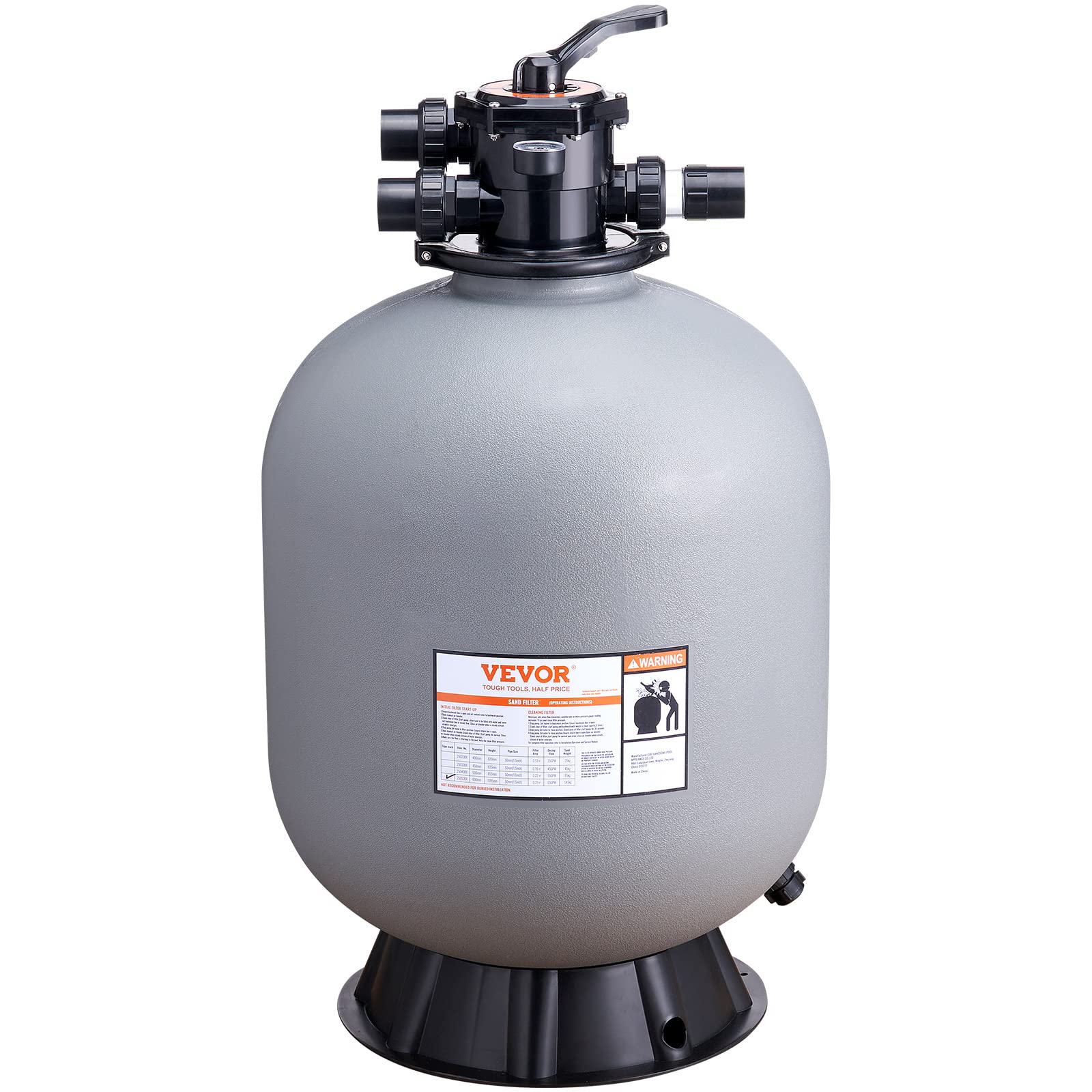 Photo 1 of ** VERY USED/ UNTESTED** VEVOR Sand Filter, 24-inch, Up to 65 GPM Flow Rate, Above Inground Swimming Pool Sand Filter System with 7-Way Multi-Port Valve, Filter, Backwash, Rinse, Raecirculate, Waste, Winter, Closed Functions