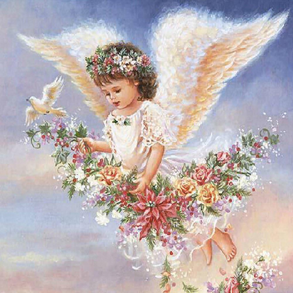 YaYiYo Full Diamond Embroidery Angel Girl Wings Fly Diamond Painting Cross Stitch Drill Household Adornment Picture