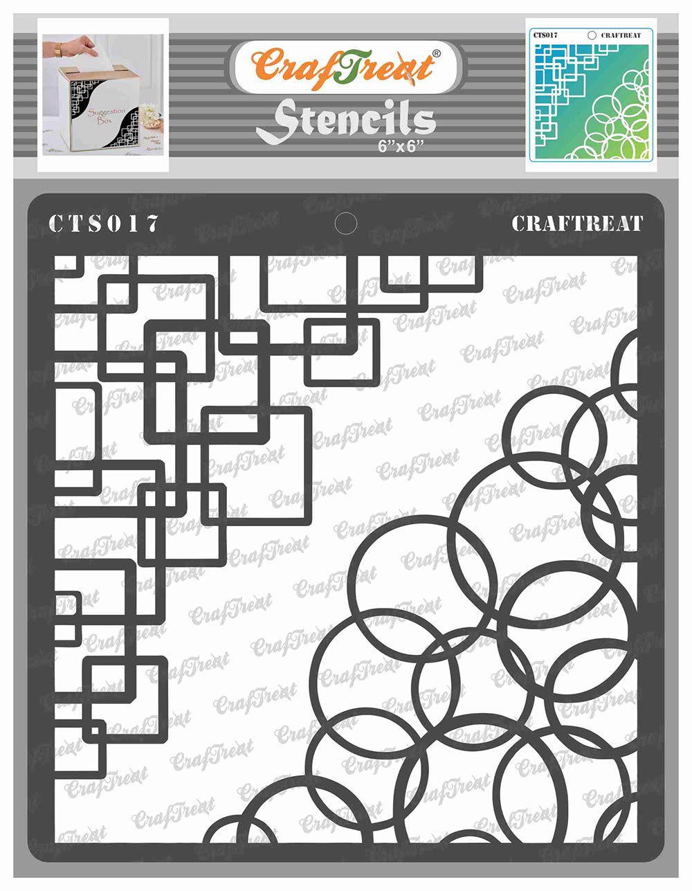 CrafTreat Reusable Geometric Stencils for Painting on Wood, Paper, Canvas, Fabric, Tile and Wall - Retro Corners -Size: 6X6 Inch - Circle Stencils for Crafting - Corner Stencils for Arts and Crafts