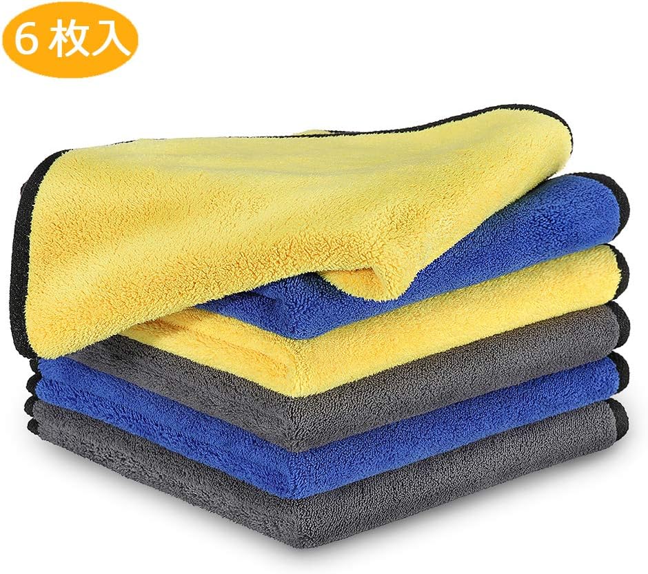 Amazon Tsumbay 6枚 洗車タオル 洗車用品セットタオル マイクロファイバー 速乾 吸水 600gsm 厚手 洗車ふき取り磨き上げ 車用 家事用 台所 掃除 ふき取り拭き取り クロス 6枚セット 40 40cm 洗車用品セット 車 バイク