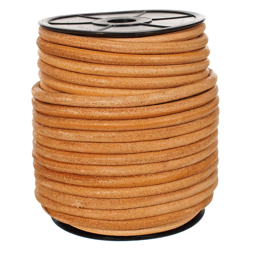 West Coast Paracord Round Leather Cord (Natural, 6mm - 10 Yards)