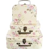 JOUTYFOR 3 Packs Decorative Boxes Storage Gift Boxes With Lids Paperboard Suitcases Storage Box for Photo Home Decoration, Wedding, Birthday, Anniversary(Light Yellow)
