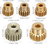 sourcing map 5Pcs 48DP Pinion Gear 3.175mm Shaft 16T-20T Aluminum for 1/10 RC view 2