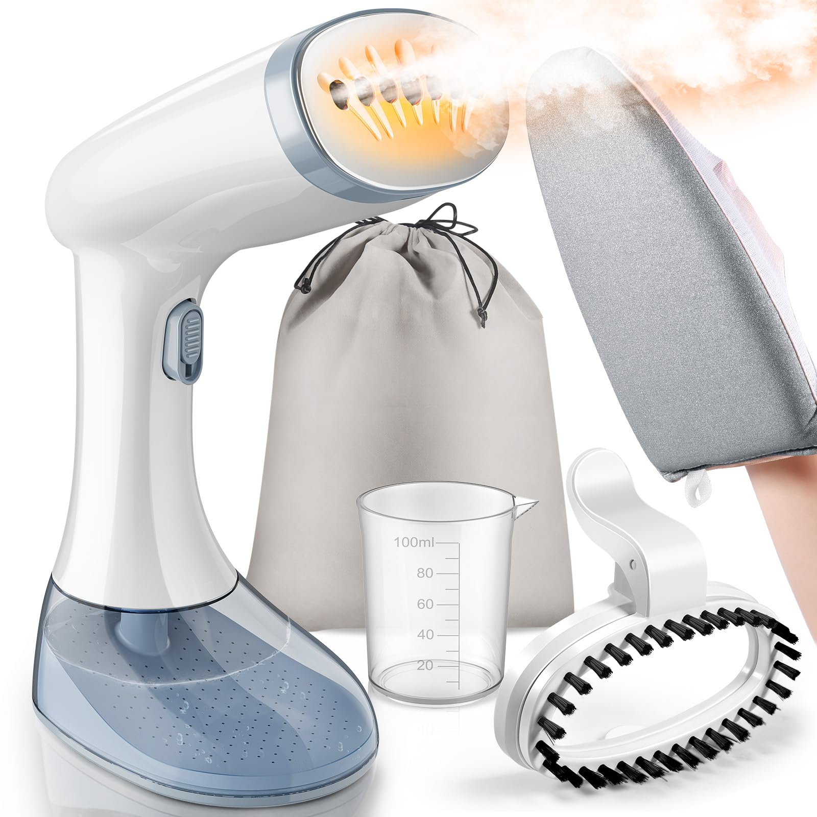 30S Fast Heat-up Remove Wrinkles Steamer for Clothes, 1350W Handheld Clothes Steamers for Home Curtains Clothes, Garment Steamers with 380ML Detachable Water Tank and Heat Insulation Gloves