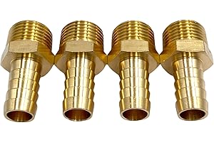 BUMUGUFU 4Pcs 1/2" NPT Male to 1/2" Barb Hose Adapters,1/2" Barb to 1/2" NPT Male Brass Garden Hose Adapters for Water and Fuel System