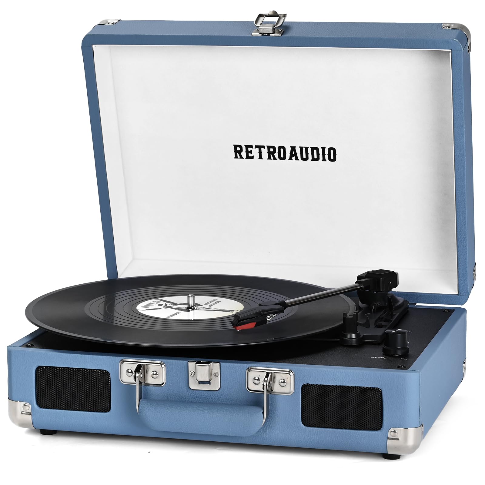 Photo 1 of Vinyl Record Player Bluetooth Vintage Portable Suitcase Turntable with Built-in Speakers 3-Speed Belt-Driven Record Player Support RCA Output and Headphone Output