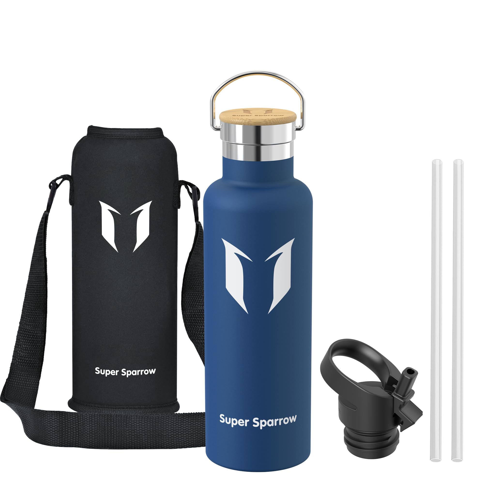 Super Sparrow Trinkflasche Edelstahl Wasserflasche - 750ml - Isolier Flasche mit Perfekte Thermosflasche für Das Laufen, Fitness, Yoga, Im Freien und Camping | Frei von BPA (Blaubeere) 2