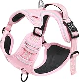 HEELE Dog Harness No Pull Reflective with Padded Handle M Pink 2 Rings view 2