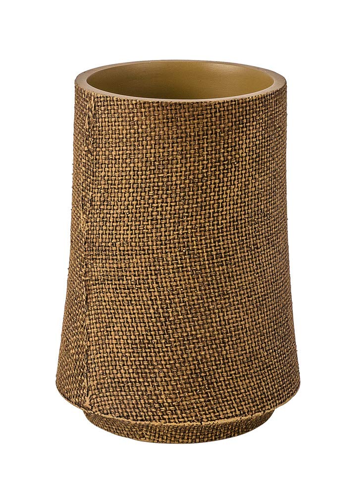 WENKO Toothbrush tumbler Jute, Polyresin, Brown, 6 x 6 x 10 cm