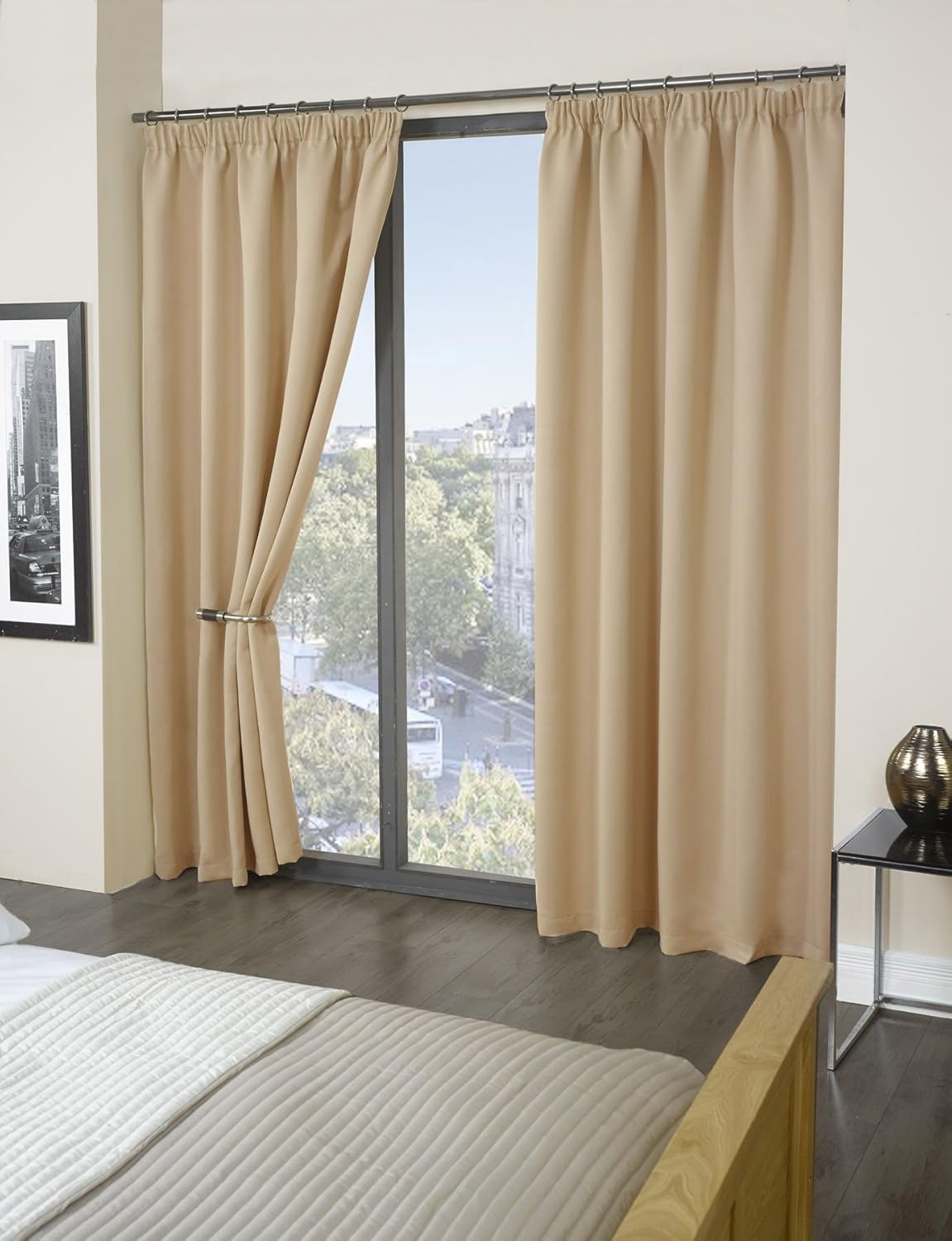 Tony's Textiles Thermal Supersoft Blackout Curtains Natural/Cream 66" x