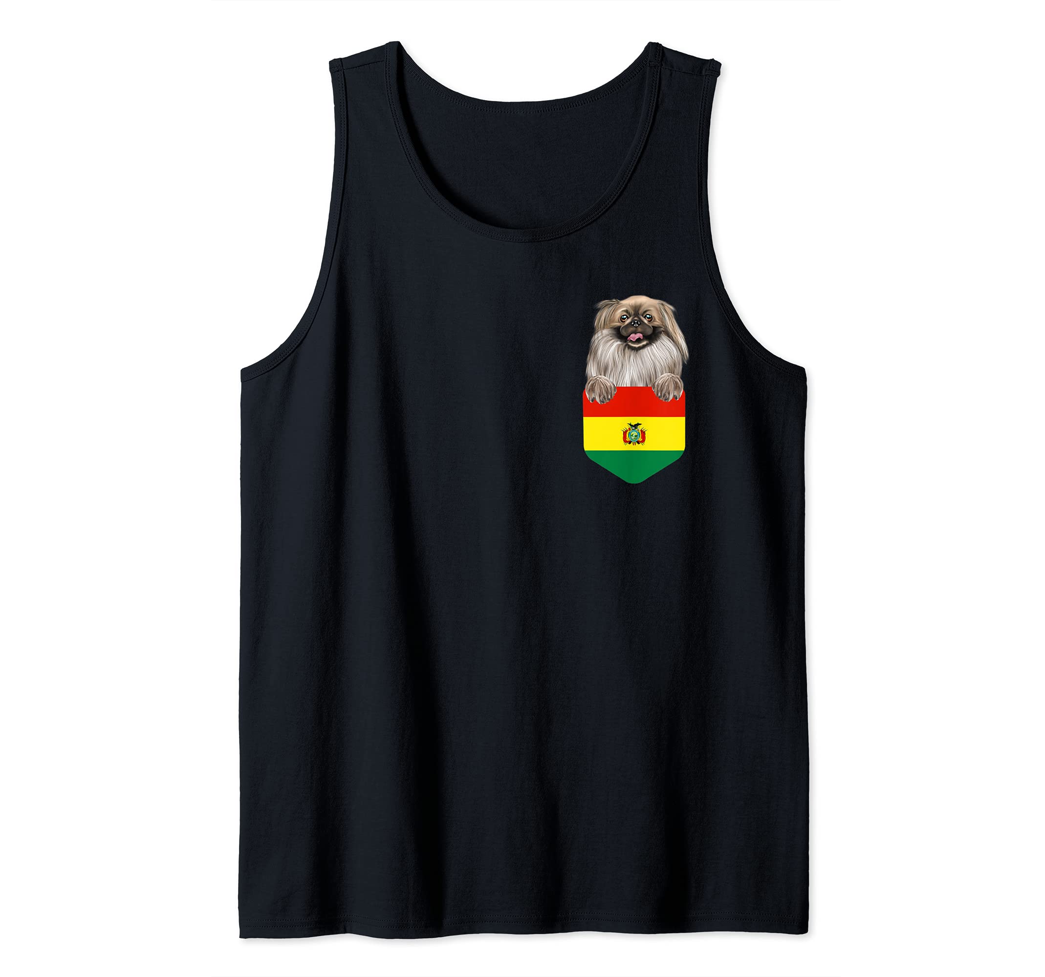 Bolivia Flag Pekingese Dog In Pocket Tank Top