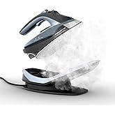 Rowenta Freemove Cordless Iron with Steam, 1600 Watts, Stainless Steel Soleplate, Rapid Heating, Portable Steamer for Clothes, Rechargeable for Wireless Ironing, Handheld Steamer Iron, Blue, DE6730