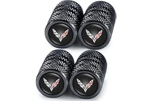 BALTHUS 4PCS Alloy Tire Valve Caps, Valve Stem Caps Compatible with Corvette C1 C2 C3 C4 C5 C6 C7 C8 Racing 1LT 2LT 3LT, Leak-Proof Dust Caps for Car Tyres, Black